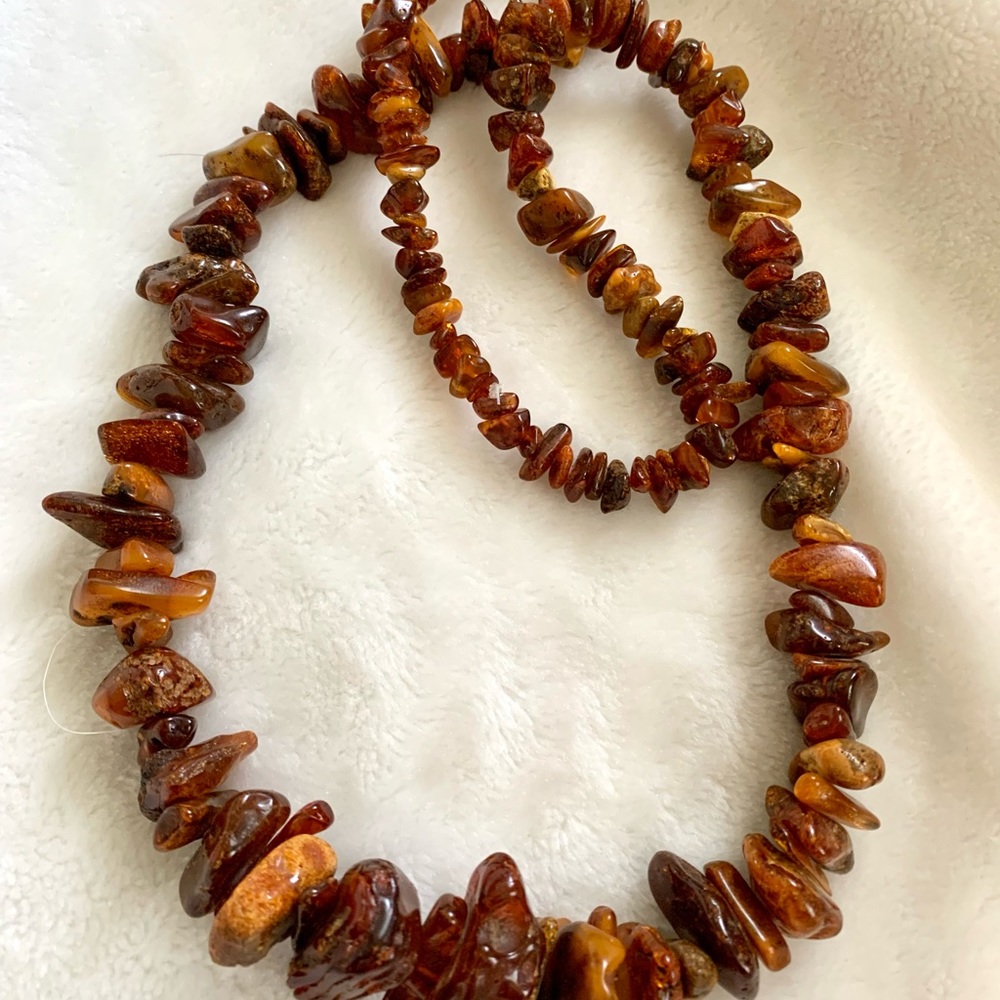 Natural Raw Chunky Baltic Amber Necklace 30" - Picture 6 of 12